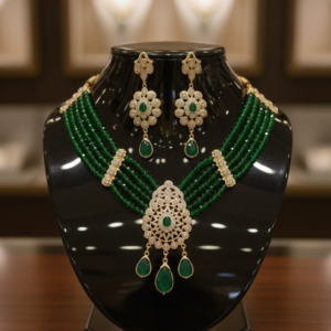 Parure fantaisie verte raffinée