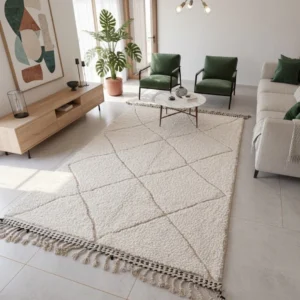 Grand Tapis Beni Ouarain en Laine Naturelle