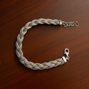 Bracelet manchette tressé en argent