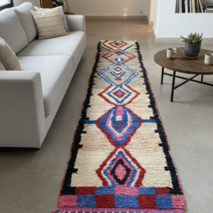 Tapis Boho en soie Beni Ouarain